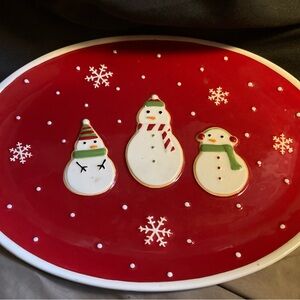 Hallmark Red and White Snowman Holiday Platter